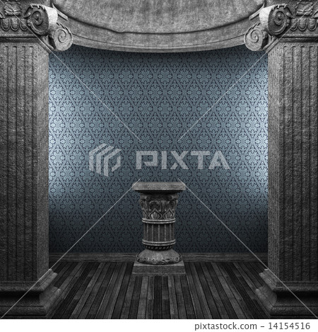 stone columns, pedestal and wallpaper 14154516