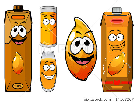 Cartoon funny fresh mango juice characters 14168267