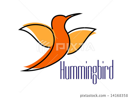 Silhouette of orange hummingbird or colibri bird Silhouette of orange hummingbird or colibri bird 14168358
