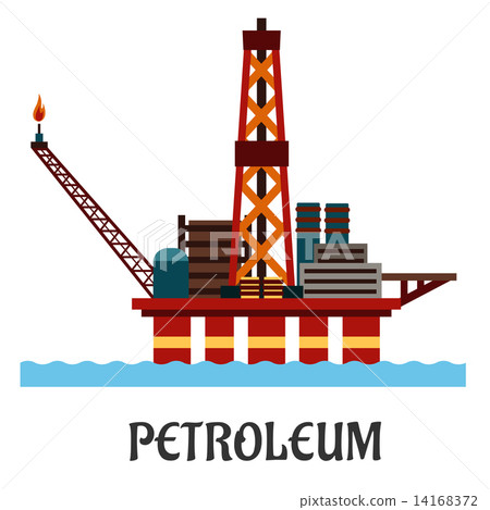 Flat oil offshore platform in the ocean 14168372