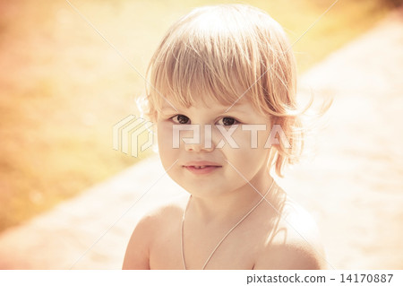 Portrait of cute smiling Caucasian blond baby girl Portrait of cute smiling Caucasian blond baby girl 14170887