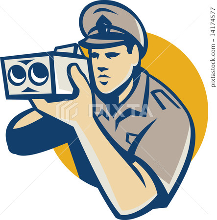 policeman with police speed camera retro policeman with police speed camera retro 14174577