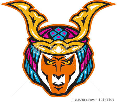 japanese samurai warrior head 14175105