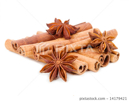 Star anise and cinnamon sticks isolated on white background 14179421