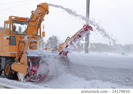 Snow removal scenery in winter 14179650