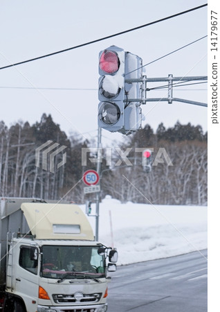 行人信號機下雪 行人信號機下雪 14179677