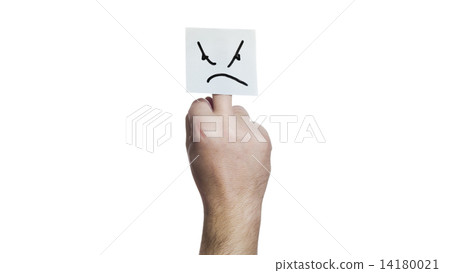 middle finger with a sticker angry face 14180021