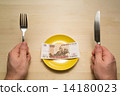 Plate with hundred rubles copyspace 14180023