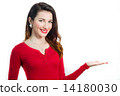 sexy girl with palm showing empty space for product insert 14180030