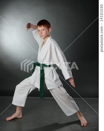 Posture of the young karate sportsman 14181030