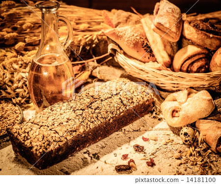 Homemade baked goods on a table 14181100