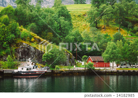 Sognefjord port in Flam, Norway, Norwegian longest and deepest f 14182985