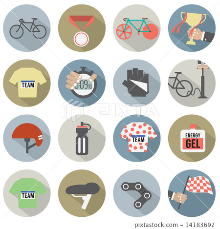 Set of Flat Design Bicycle and Accessories Icons 14183692