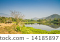 Hill front lake with pavillion 14185897