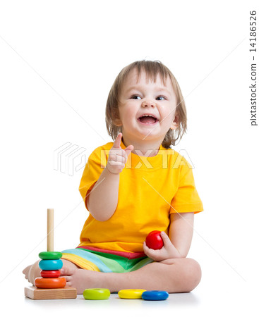 baby boy playing with colorful toy 14186526