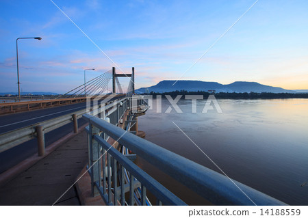 beautiful landscape with morning light of laos japan bridge cros beautiful landscape with morning light of laos japan bridge cros 14188559