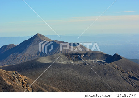 Shinmoedake of Kirishima mountain range and his bowl and Takachiho Peak Shinmoedake of Kirishima mountain range and his bowl and Takachiho Peak 14189777