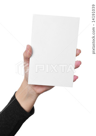 woman hand showing a blank signboard 14191039