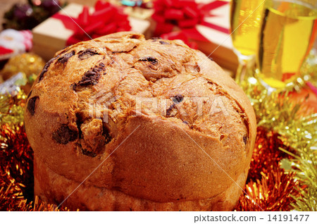panettone on a christmas table panettone on a christmas table 14191477