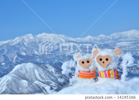 White monkey (self made) and snowy mountains White monkey (self made) and snowy mountains 14195166