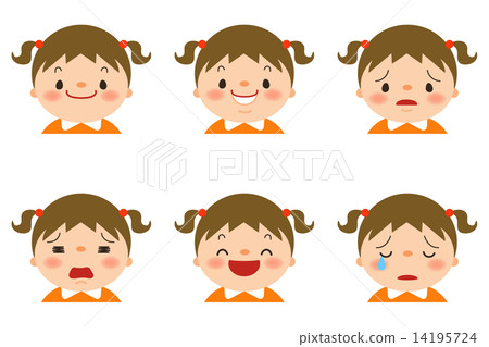 Girl _ Facial expression pattern 6 - Stock Illustration [14195724] - PIXTA