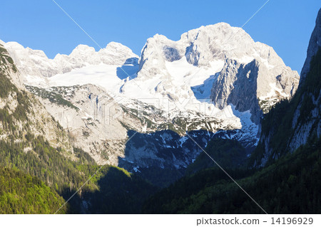 view at Dachstein from Vorder-Gosausee lake, Upper Austria-Styri view at Dachstein from Vorder-Gosausee lake, Upper Austria-Styri 14196929