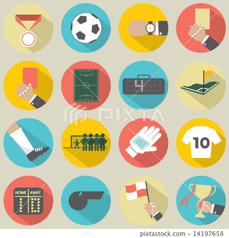Flat Design Football / Soccer Icons Set 16 14197658