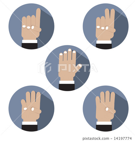 Flat Design Hand Make Number Icons 14197774