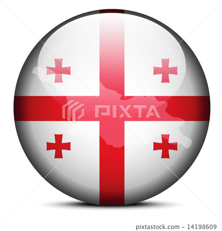 Map on flag button of Georgia Map on flag button of Georgia 14198609