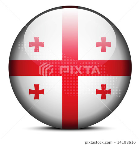 Map with Dot Pattern on flag button of Georgia - Stock Illustration ...