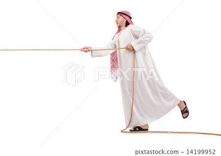 Arab in tug of war concept on white Arab in tug of war concept on white 14199952