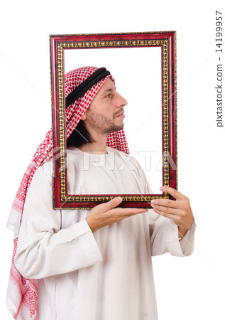 Arab with picture frame on white Arab with picture frame on white 14199957