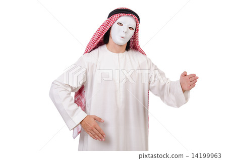 Arab in hypocrisy concept on white 14199963