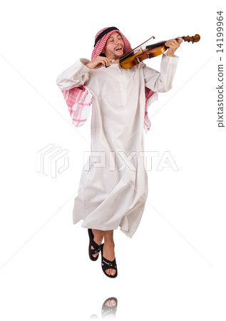 Arab man playing violing on white 14199964