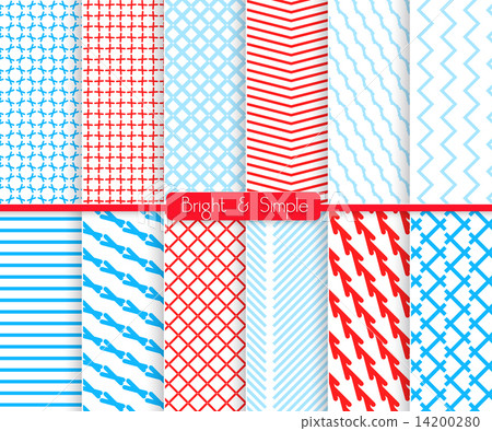 Bright and simple red and shades of blue pattern set 14200280