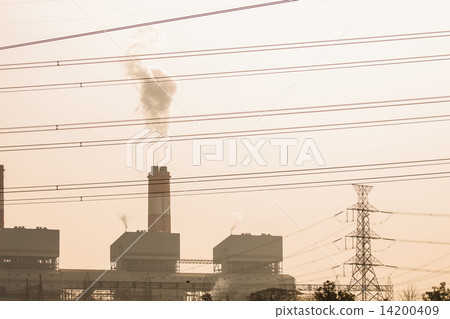 Industrial power plant with smokestack, the power plant production on hot condition in the mountain. 14200409