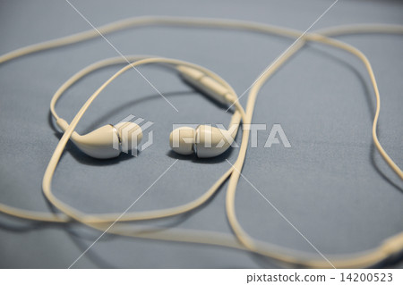 Close up or concept of digital music white Headphones. Close up or concept of digital music white Headphones. 14200523
