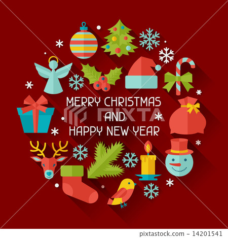 Merry Christmas and Happy New Year invitation card. Merry Christmas and Happy New Year invitation card. 14201541