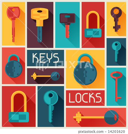 Background design with locks and keys icons. - Stock Illustration ...