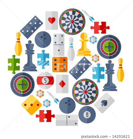 Background with game icons in flat design style. 14201621