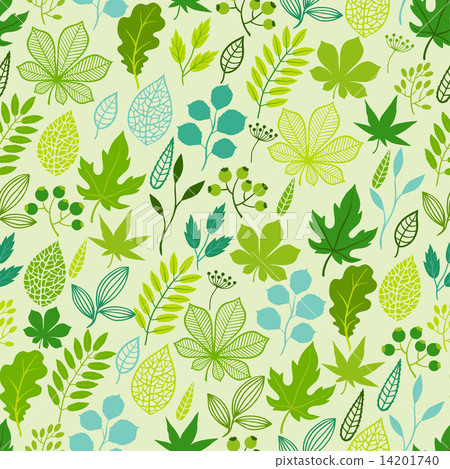 Pattern with stylized green leaves. Pattern with stylized green leaves. 14201740