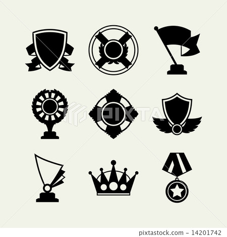 Trophy and awards icons set in flat design style. Trophy and awards icons set in flat design style. 14201742