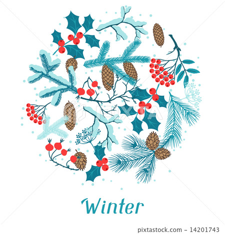 Merry Christmas background with stylized winter branches. Merry Christmas background with stylized winter branches. 14201743