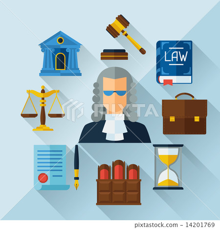 Law icons background in flat design style. Law icons background in flat design style. 14201769