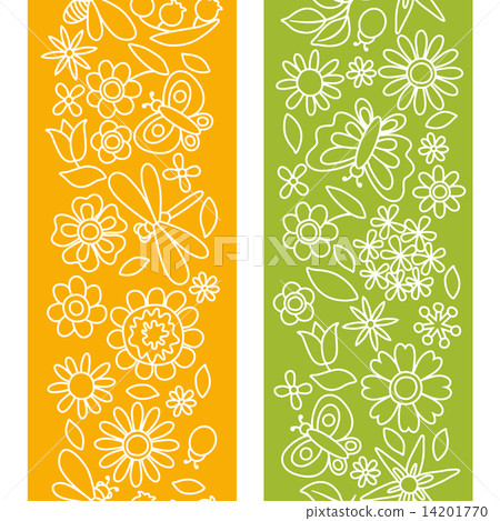 Natural pattern with beautiful flowers, beetles and butterflies. Natural pattern with beautiful flowers, beetles and butterflies. 14201770