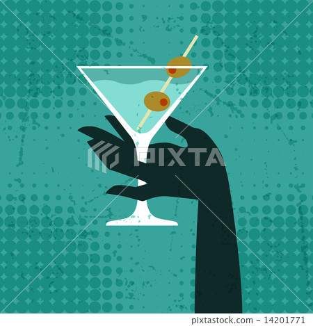 Illustration with glass of martini and hand. Illustration with glass of martini and hand. 14201771