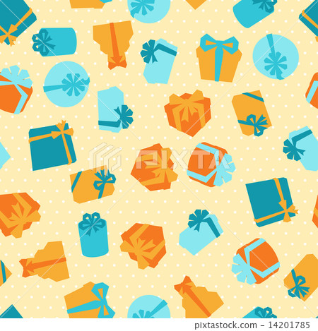 Seamless celebration pattern with colorful gift boxes. 14201785