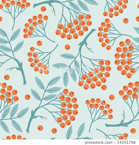 Winter seamless pattern with stylized rowan berries. 14201786