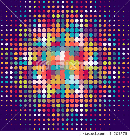 Disco background with halftone dots in retro style. 14201876