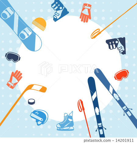 Winter sports background with equipment flat icons. 14201911